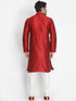 Men's Maroon Cotton Silk Blend Kurta and Pyjama Set