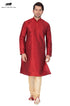 Men's Maroon Cotton Silk Blend Kurta and Pyjama Set