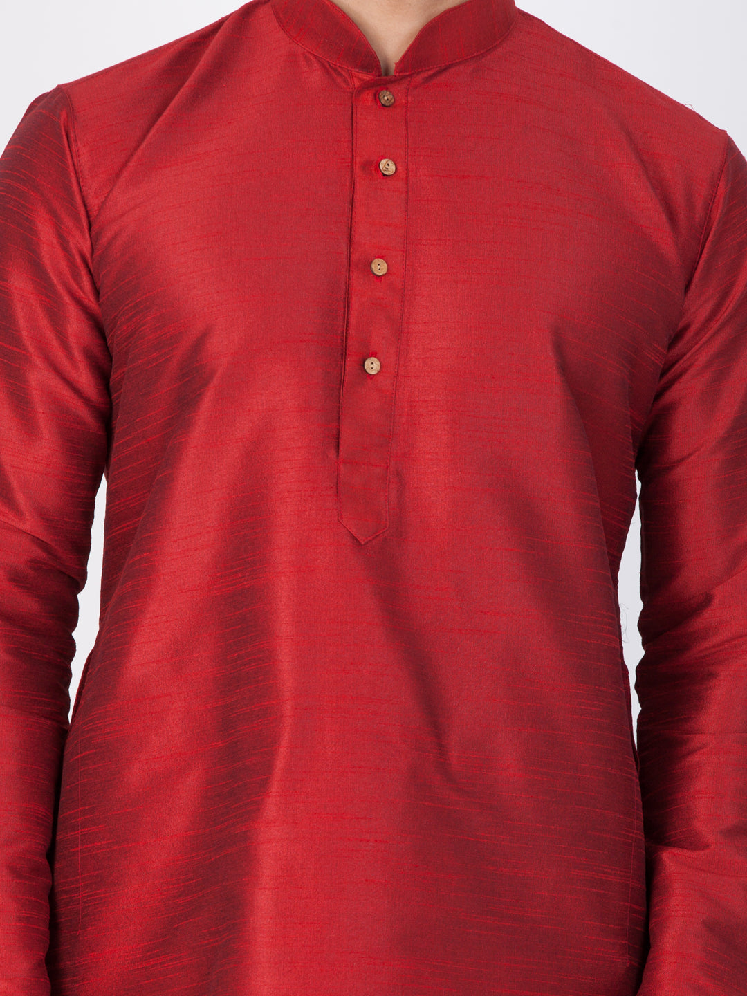 Men's Maroon Cotton Silk Blend Kurta, Pyjama & Dupatta Set