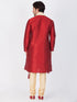 Men's Maroon Cotton Silk Blend Kurta, Pyjama & Dupatta Set