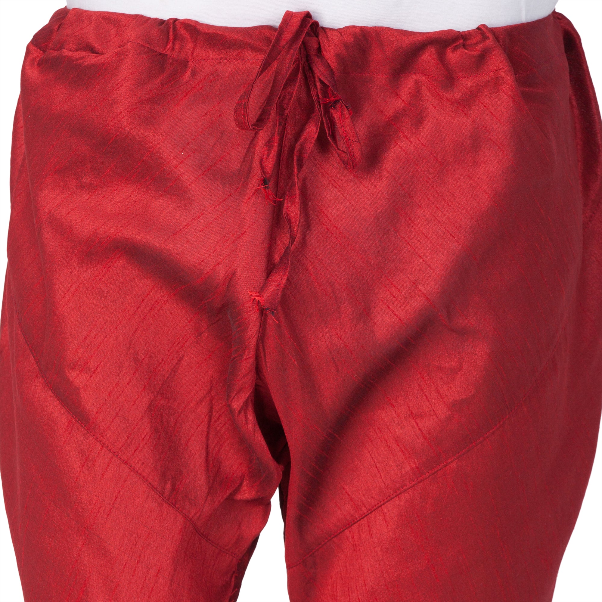 Men's Maroon Cotton Silk Blend Kurta and Pyjama Set
