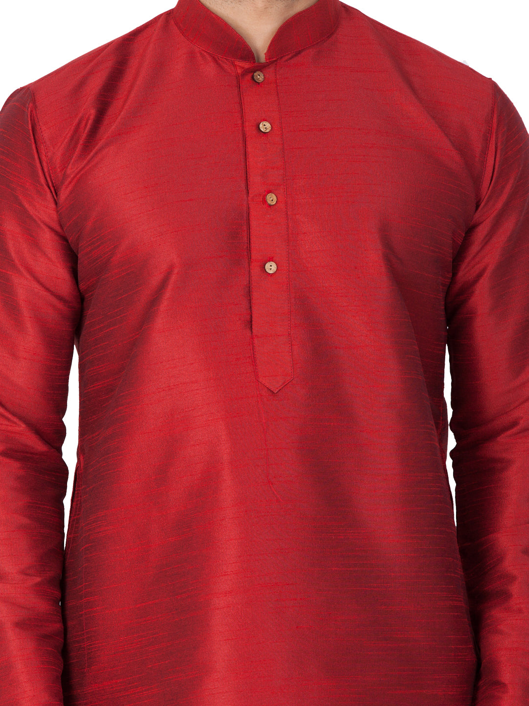 Men's Maroon Cotton Silk Blend Kurta and Pyjama Set