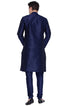 Men's Dark Blue Cotton Silk Blend Kurta and Pyjama Set