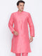 Men's Pink Cotton Silk Blend Kurta