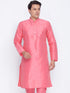 Men's Pink Cotton Silk Blend Kurta