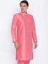 VASTRAMAY Men's Pink Cotton Silk Blend Kurta