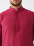 Men's Fuchsia Pink And Gold Cotton Silk Blend Kurta And Dhoti Set