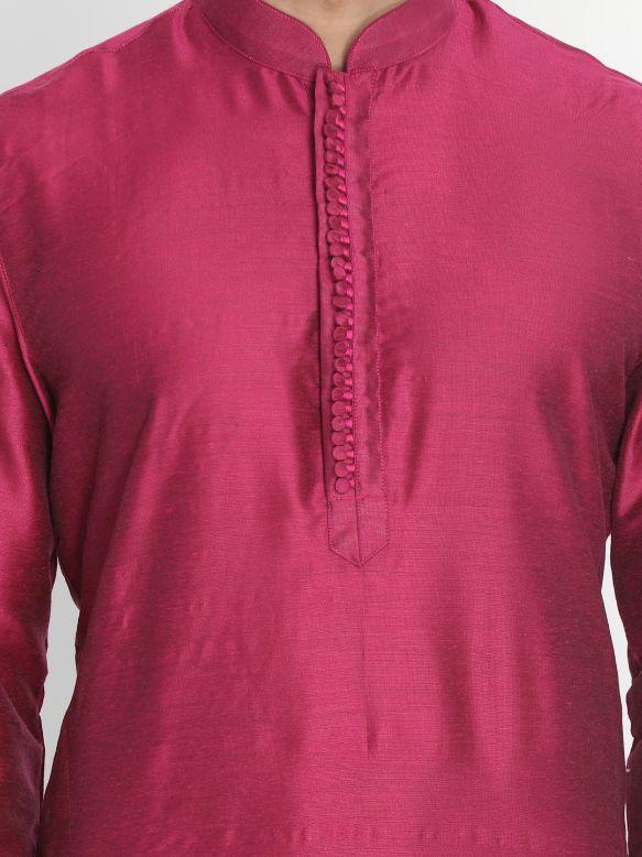 Men's Purple Cotton Silk Blend Kurta and Pyjama Set