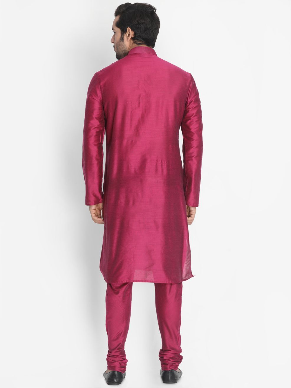 Men's Purple Cotton Silk Blend Kurta and Pyjama Set