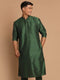 Men's Green Cotton Silk Blend Kurta