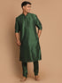 Men's Green Cotton Silk Blend Kurta