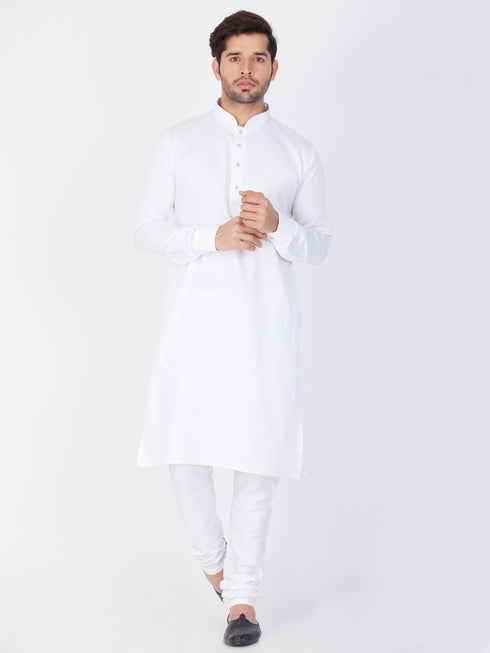 Men's White Cotton Kurta and Pyjama Set