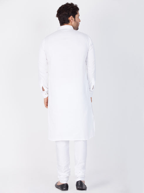 Men's White Cotton Kurta and Pyjama Set