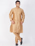 Men's Gold Cotton Silk Blend Kurta and Pyjama Set