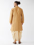 Men's Rose Gold And Gold Silk Blend Kurta And Dhoti Set