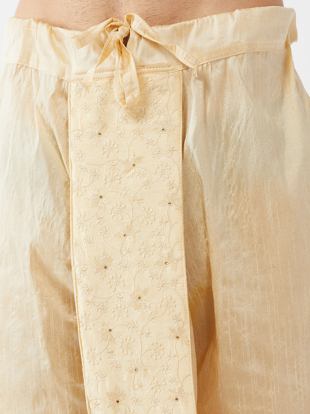 Men's Rose Gold And Gold Silk Blend Kurta And Dhoti Set