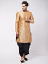 Men's Rose Gold And Black Silk Blend Kurta And Dhoti Set