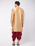 Men's Rose Gold And Maroon Silk Blend Kurta And Dhoti Set