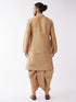 Men's Rose Gold Solid Silk Blend Kurta And Dhoti Set