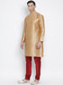 Men's Gold Cotton Silk Blend Kurta and Pyjama Set