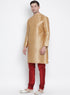 Men's Gold Cotton Silk Blend Kurta and Pyjama Set