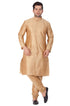 Men's Gold Cotton Silk Blend Kurta and Pyjama Set