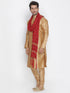 Men's Gold Cotton Silk Blend Kurta, Pyjama & Dupatta Set