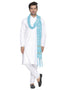 Men's Light Blue Cotton Kurta, Pyjama & Dupatta Set