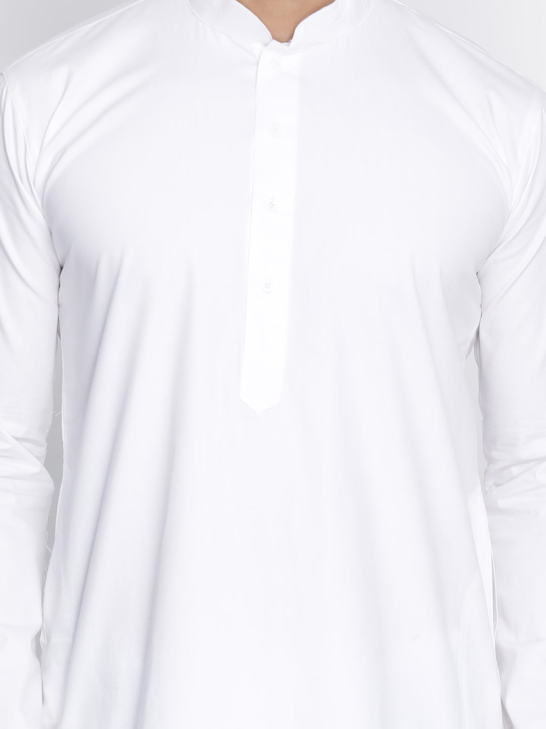 Men's White Cotton Kurta, Pyjama & Dupatta Set