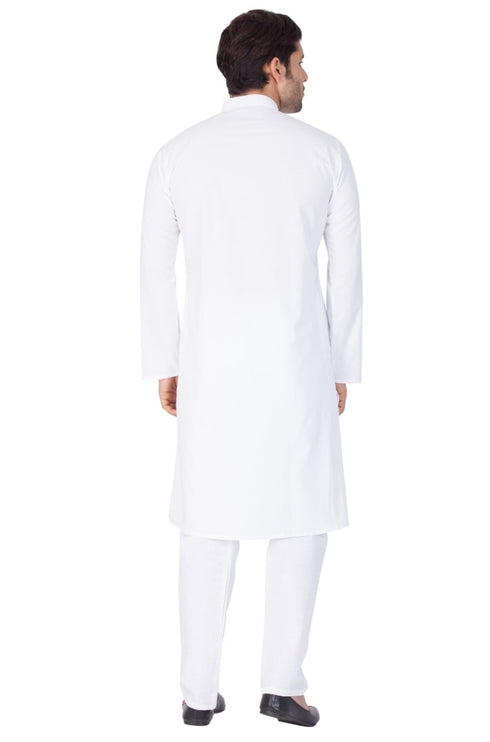 Men's White Cotton Kurta and Pyjama Set