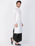 Men's White Cotton Silk Blend Kurta and Dhoti Pant Set