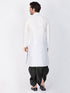 Men's White Cotton Silk Blend Kurta and Dhoti Pant Set