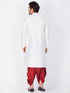 Men's White Cotton Silk Blend Kurta and Dhoti Pant Set