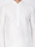 Men's White Cotton Silk Blend Kurta and Dhoti Pant Set