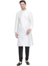 Men's White Cotton Silk Blend Kurta and Pyjama Set