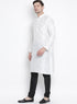 Men's White Cotton Silk Blend Kurta and Pyjama Set