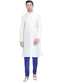 Men's White Cotton Silk Blend Kurta and Pyjama Set