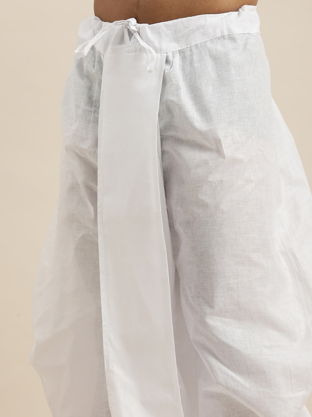 Men's Beige Pure Cotton Kurta With Dhoti Pant Set