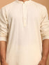Men's Cream Cotton Kurta With Cream Pant Set