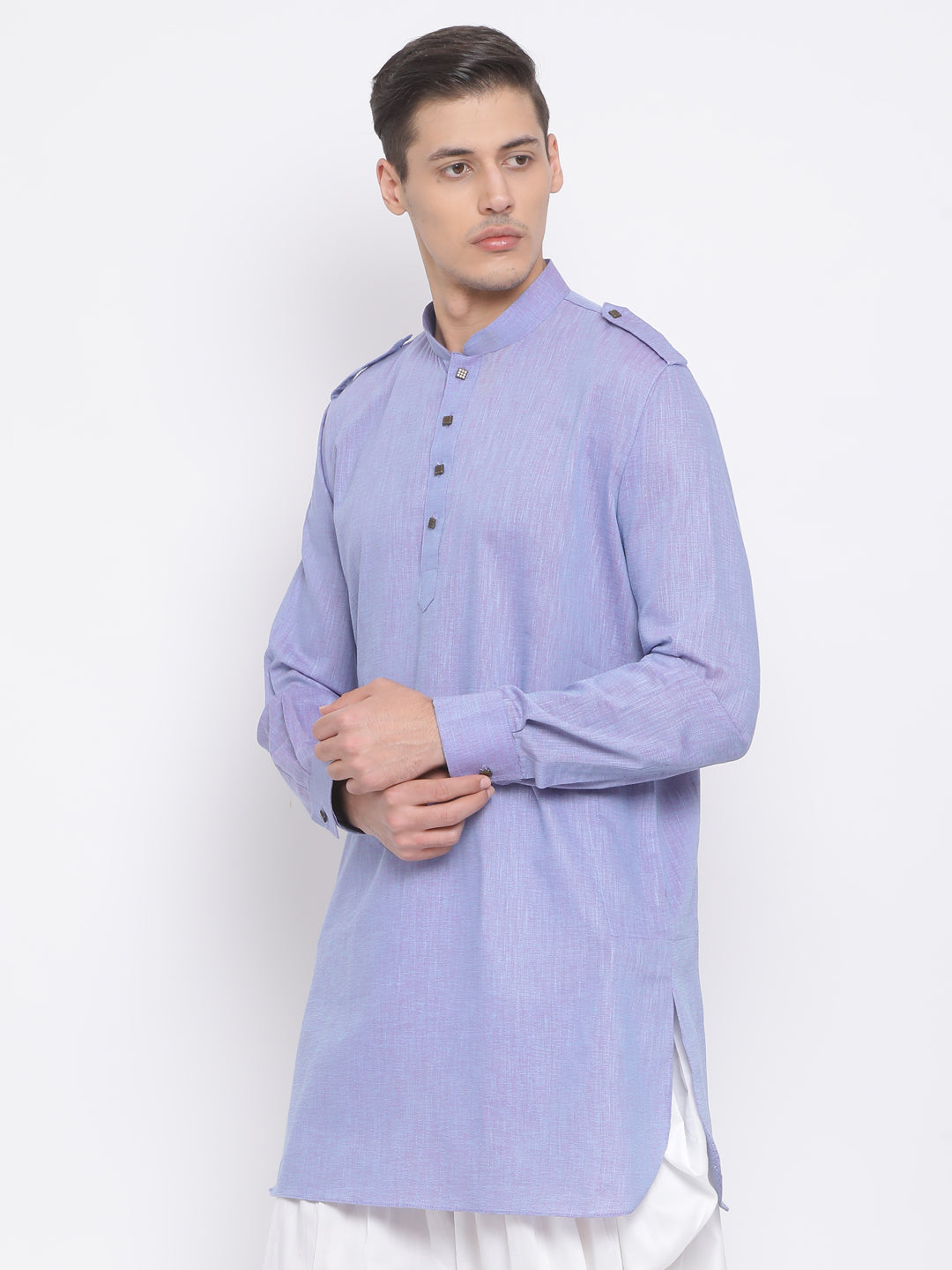 Men's Blue Cotton Blend Kurta