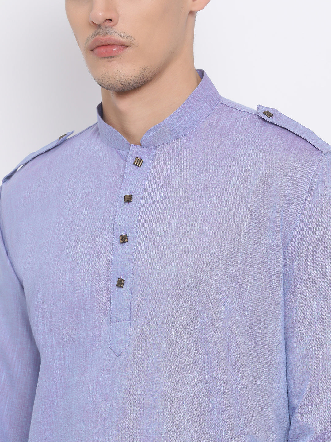 Men's Blue Cotton Blend Kurta