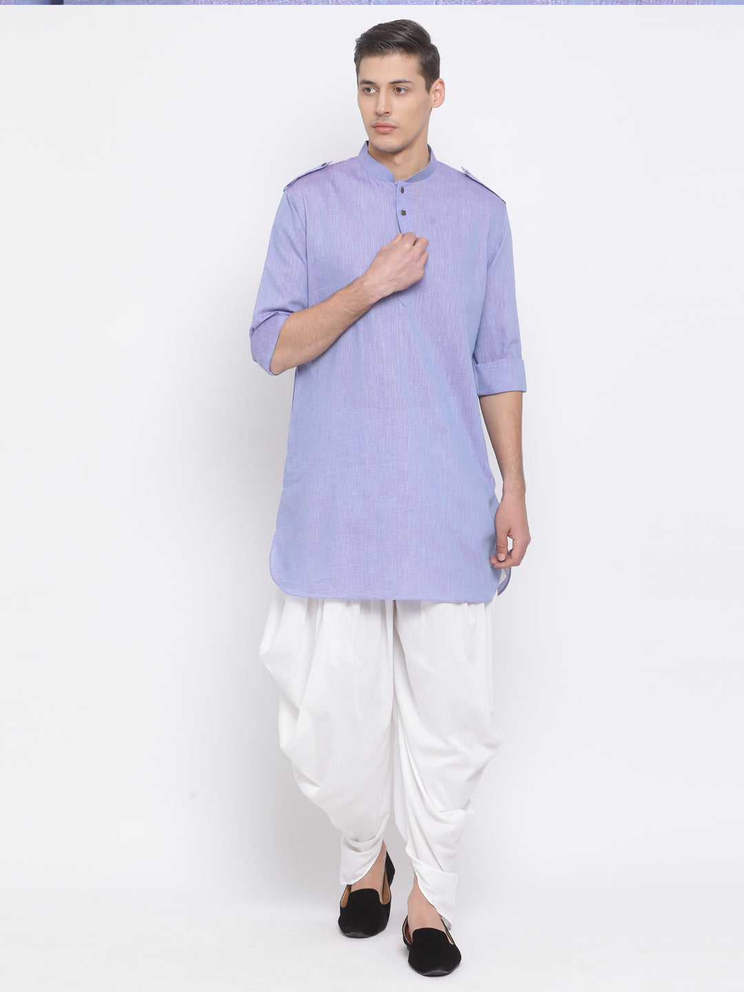 Men's Blue Cotton Blend Kurta