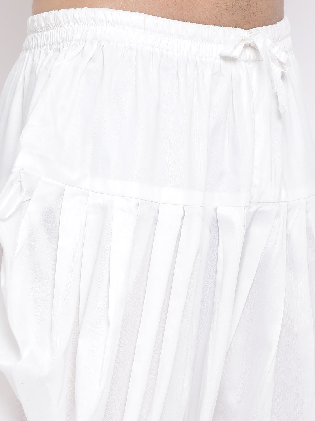 Men's Maroon Cotton Blend Kurta And White Dhoti Set