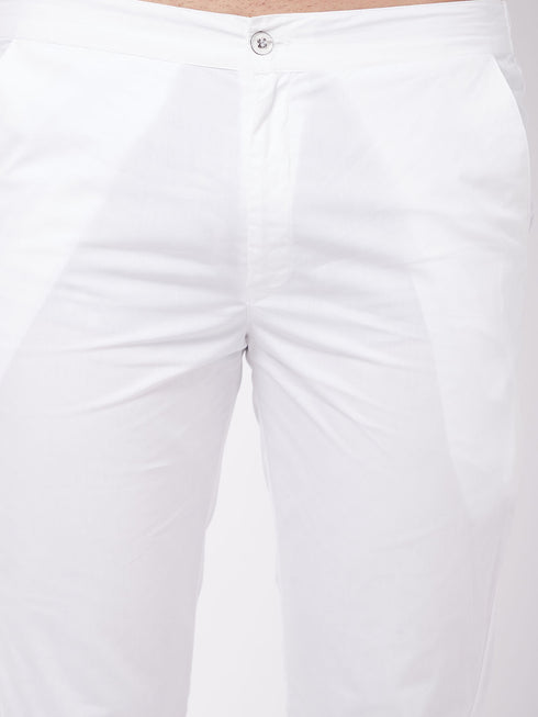 Men's White Cotton Slim Fit Pant