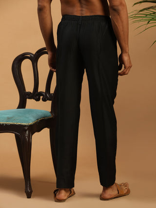 VASTRAMAY Men's Black Cotton Pant Style Pyjama