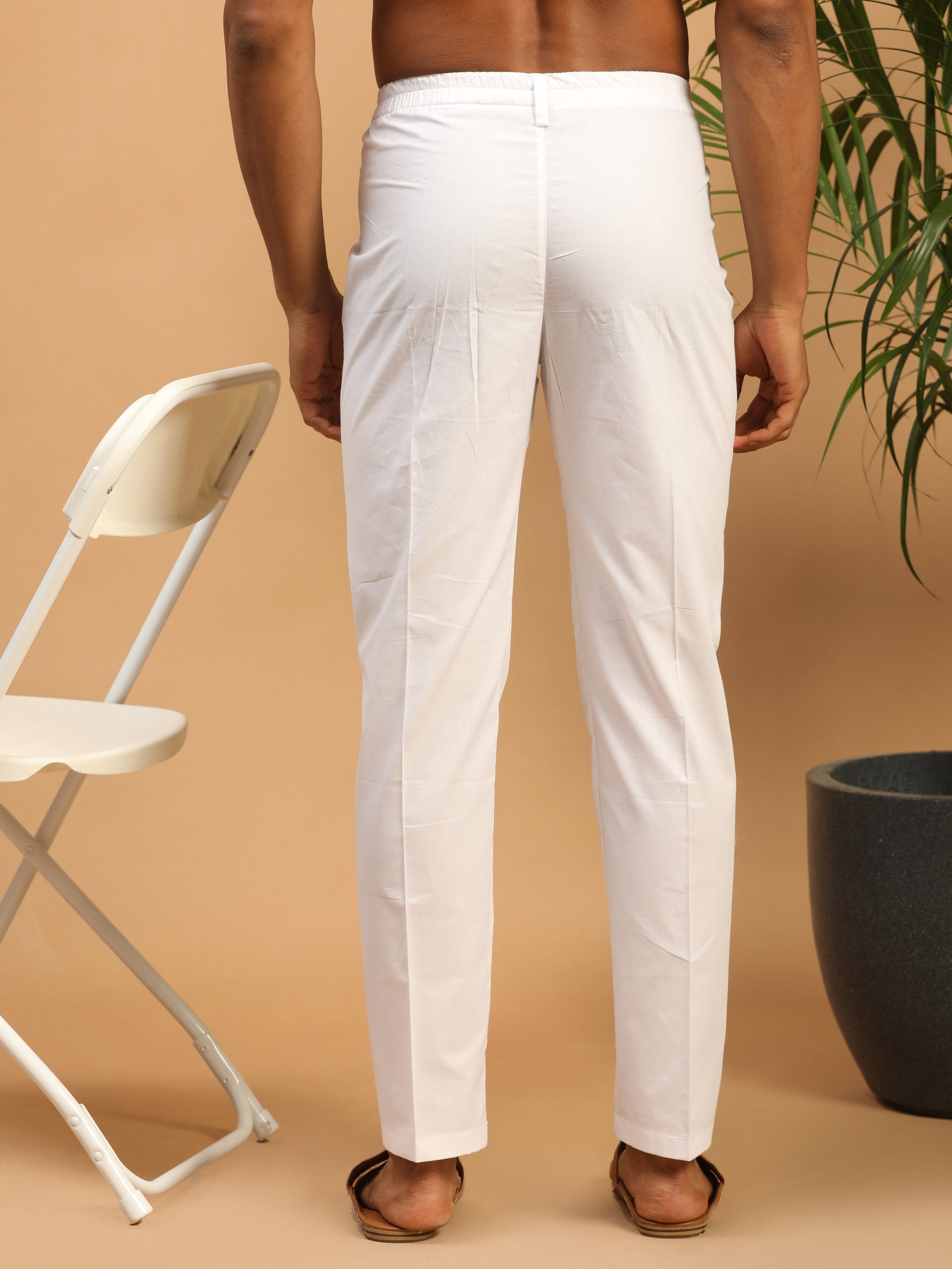 Men's White Pure Cotton Pant Style Pyjama