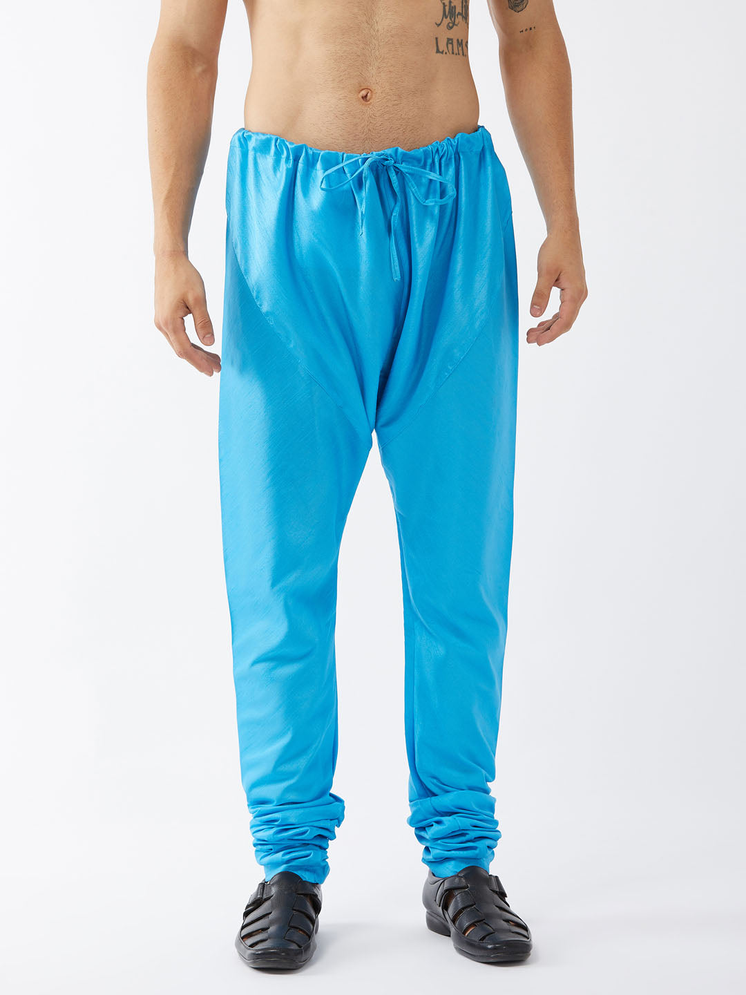 VASTRAMAY Men Blue Solid Relax-Fit Churidar