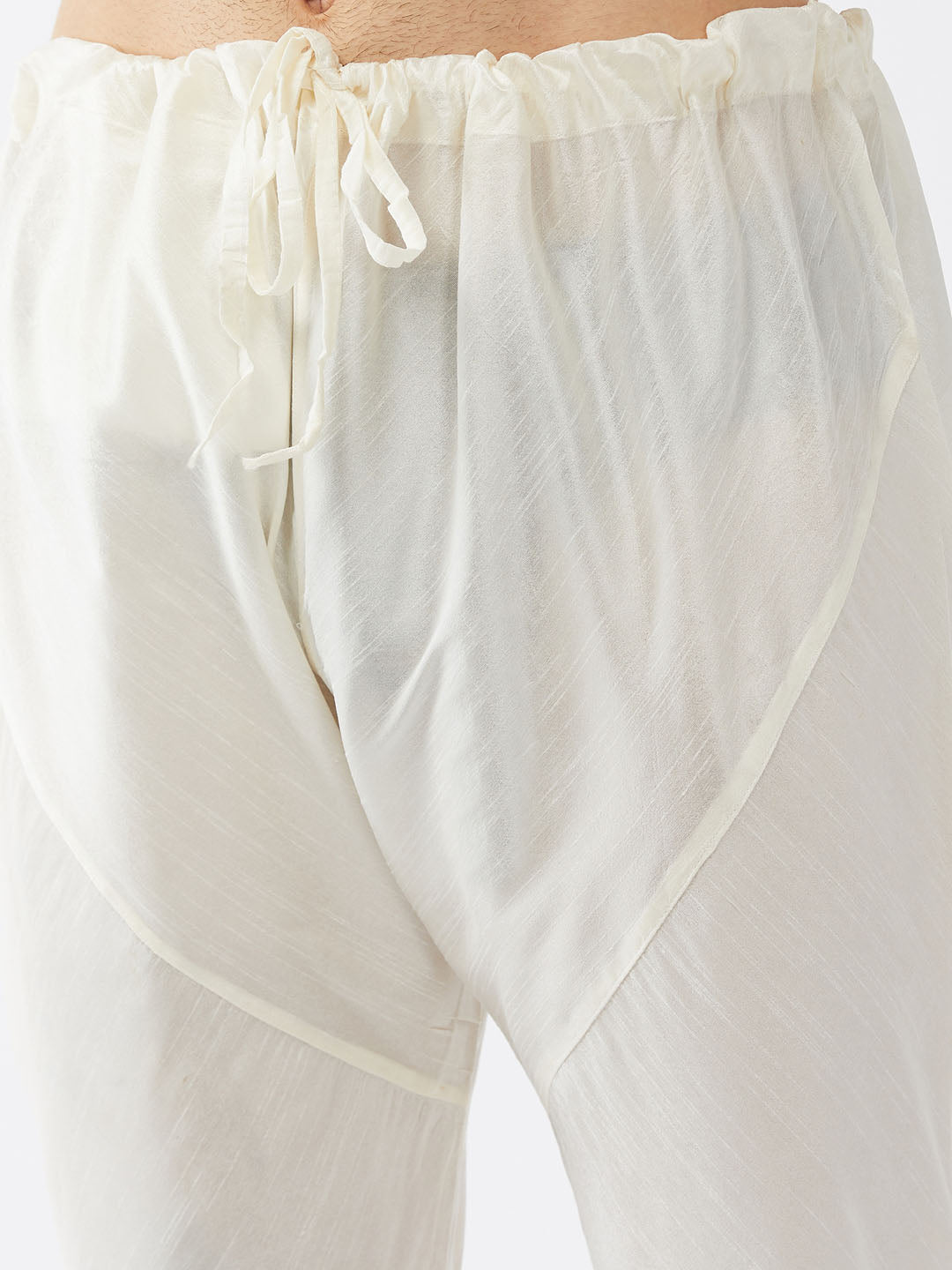 VASTRAMAY Men's Cream Solid Relax Fit Churidar