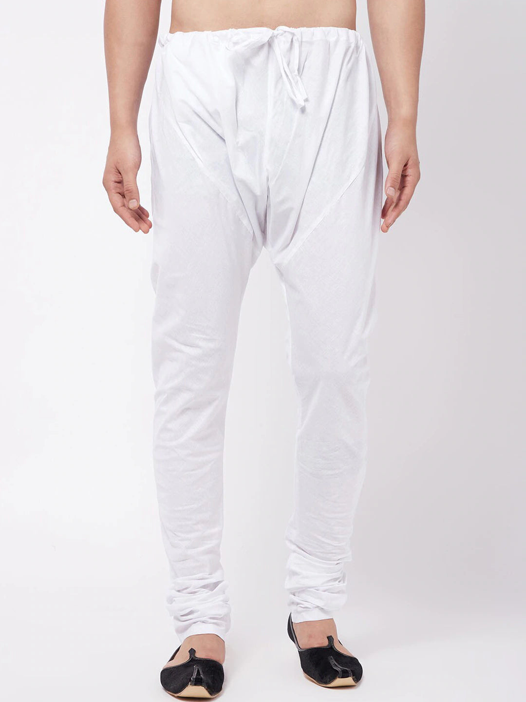 Men White Solid Pure Cotton Relaxed-Fit Pyjama