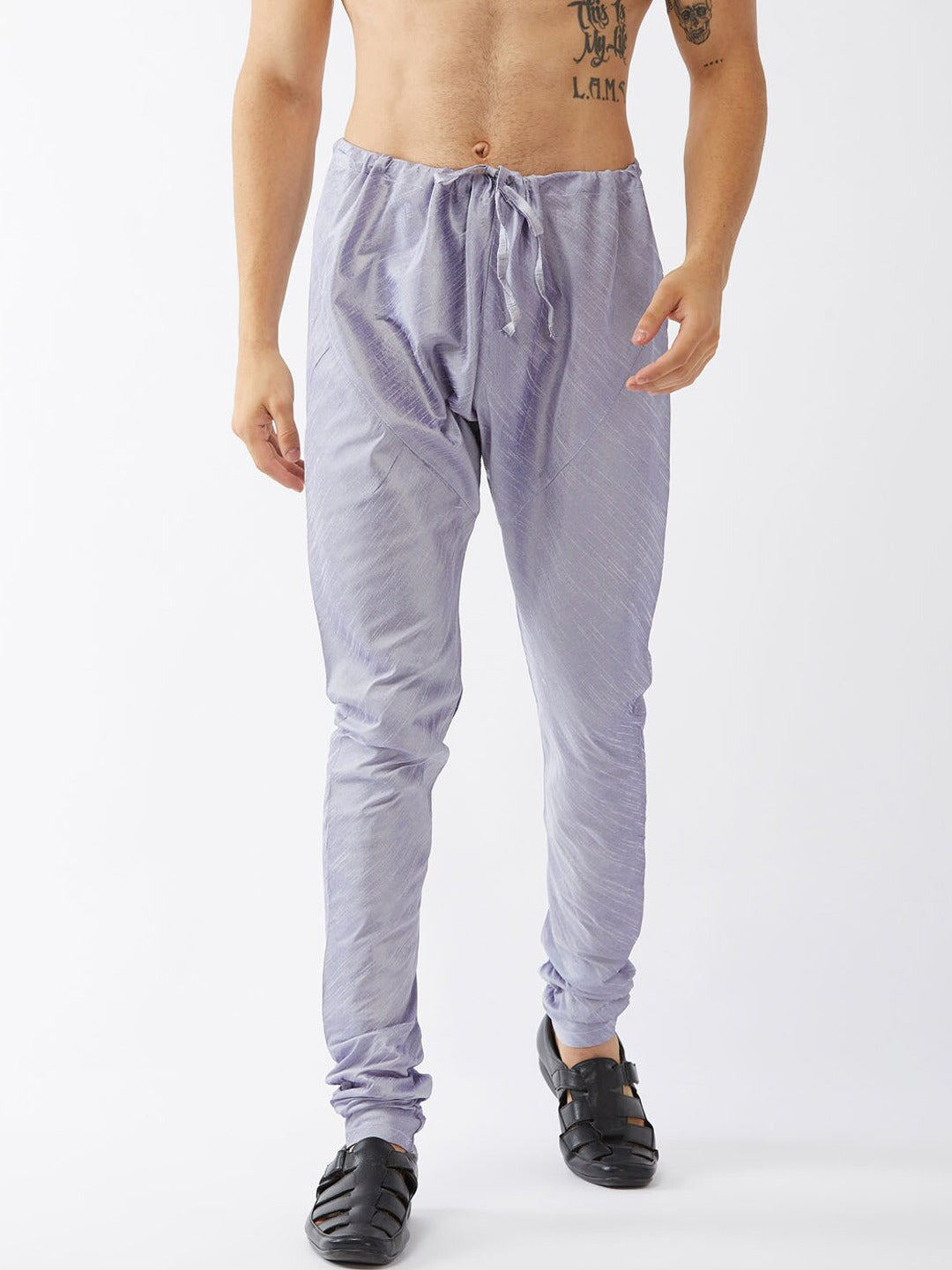 VASTRAMAY Men's Lavender Solid Straight-Fit Churidar